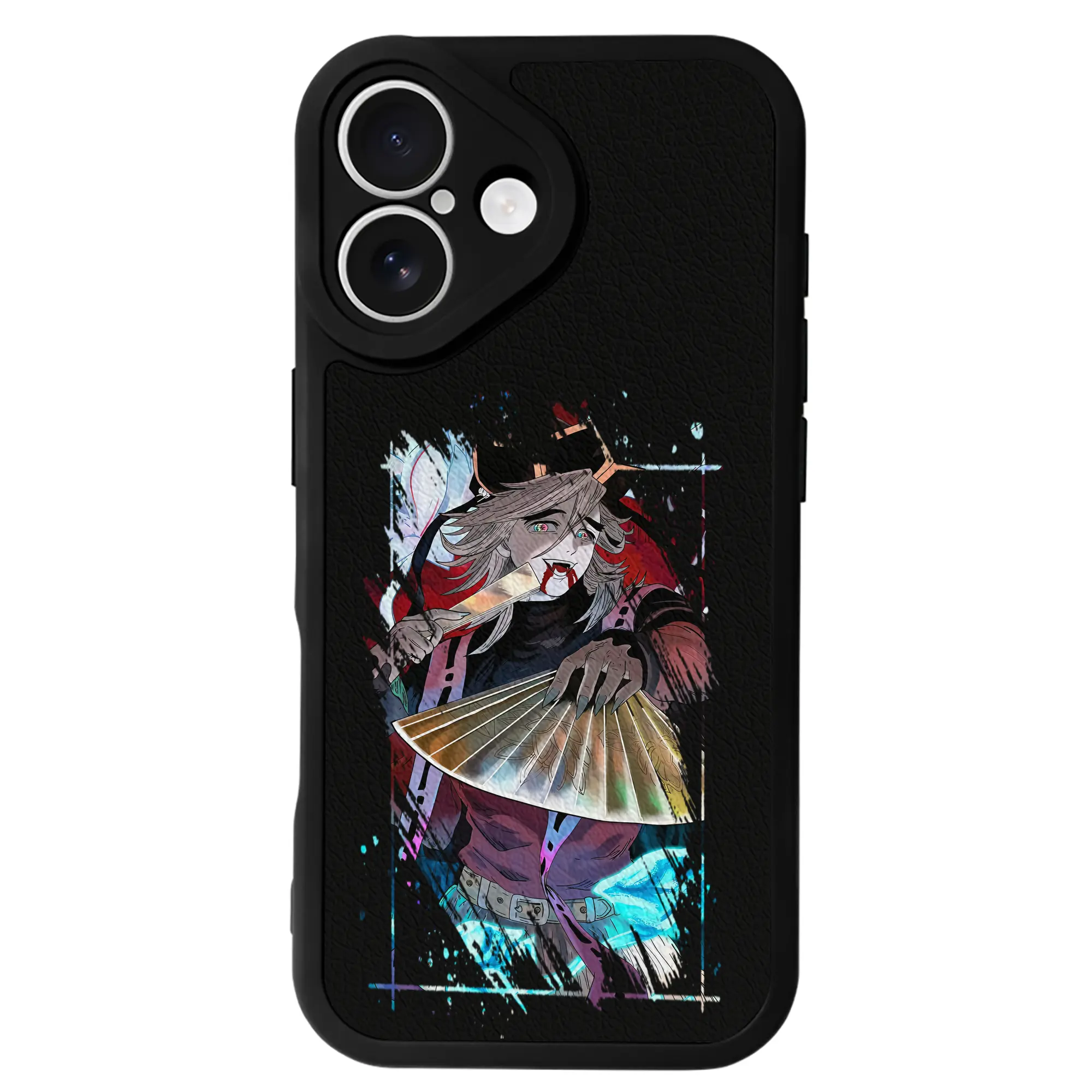 鬼滅の刃 グッズ,童磨 - IPhone 16シリーズ対応 ・ シリコンスマホケース ・ レザー調 ・ 高精度フィット ・ 耐衝撃 ・ ワイヤレス充電対応 ・ 精密カット